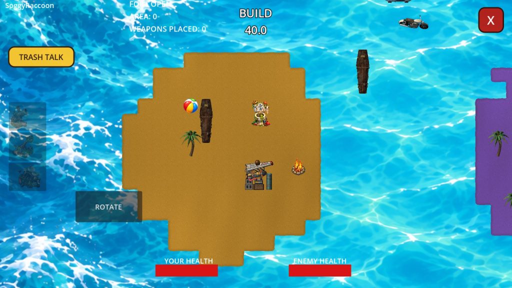 Build phase: junk floating down the river next to your island