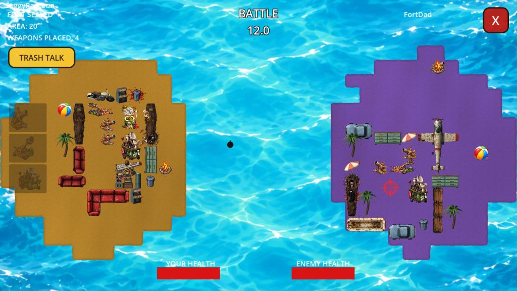 Aiming at the enemy island during battle