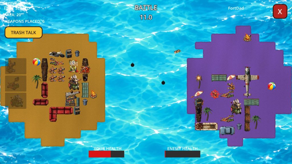 Battle phase: weapons firing and forts taking damage